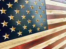 Handmade Wooden American Flag by Eagle Wood Flag Company 13x25