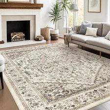 Washable Rugs 8X10 Area Rugs for Living Room, Non-Slip Backing Large Rug,Vintage