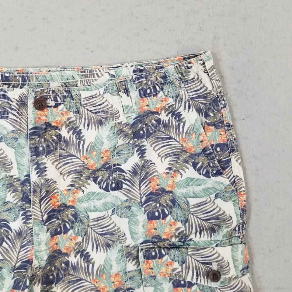 Izod Pantalones Cortos Carga Agua Salada Hombre 38x9 Blanco Floral Tropical Algodón Hawaiano Foto 3 de 4