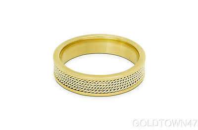 18kt Yellow Gold 4 Line Twisted Wedding Band Free Engraving Size 4 &up