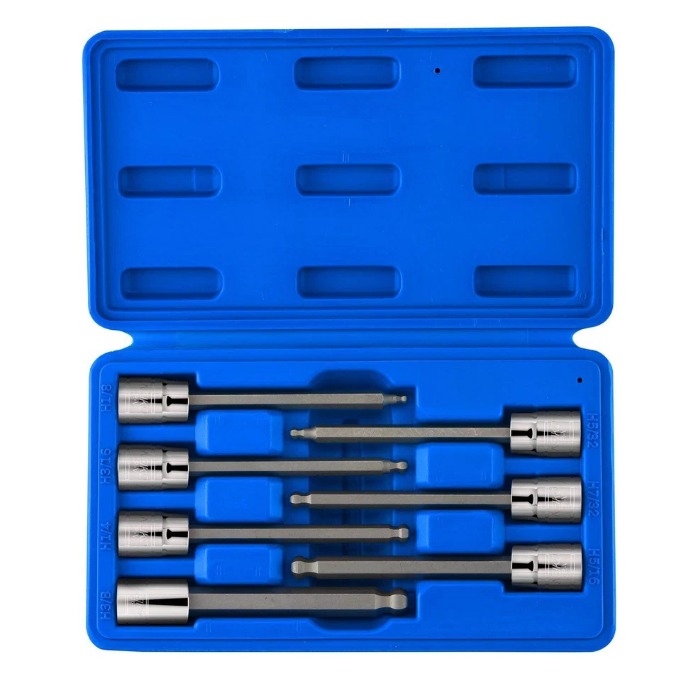 Neiko 7 pc SAE 3/8" Drive Ball End Hex Bit Socket Set Extra Long 1/8" - 3/8" - Image 2 of 4