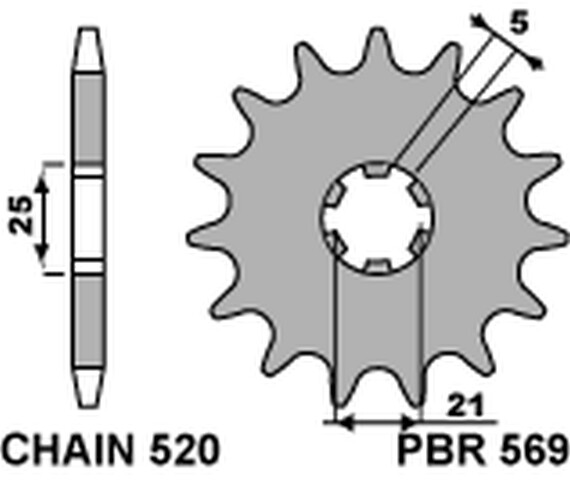 Pignon de sortie de boîte 14 dents 569 optimise la transmission des Kawasaki KX 250