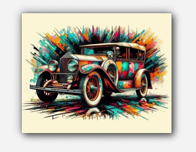Vintage Car Packard Twin Six 1920s Picture art splashes of paint  #4 Reprint