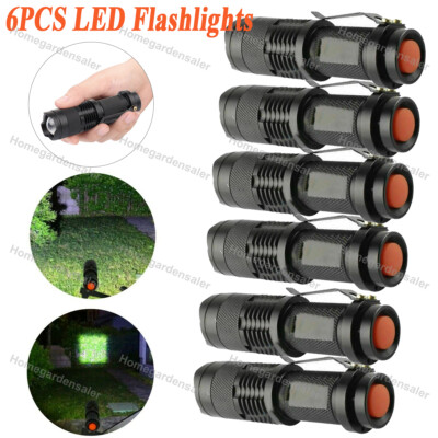 6PCS LED Mini Flashlight Portable Adjust Zoomable Light Outdoor Cycling Climbing