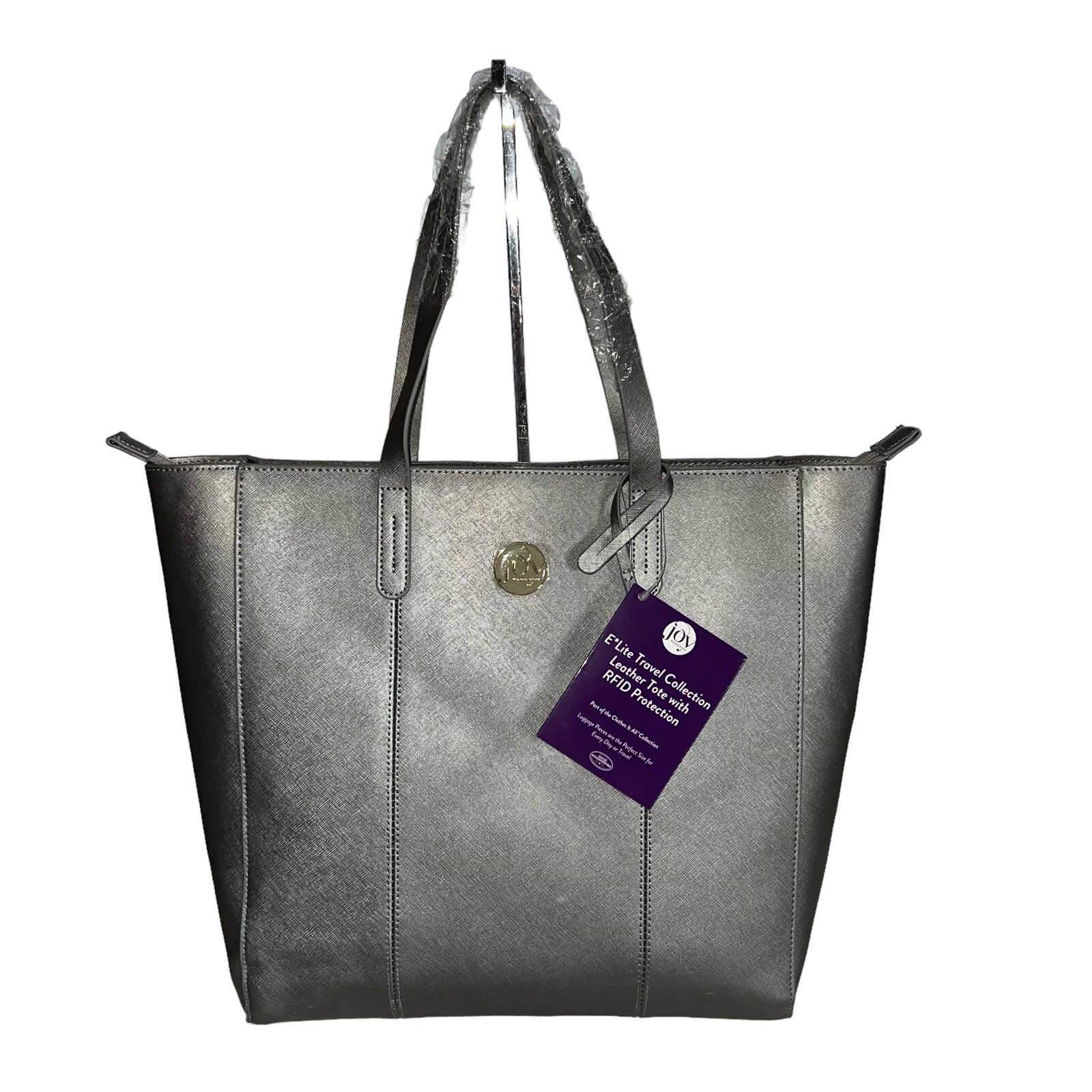 Joy Mangano Elite Travel Collection Metallic Leather Tote RFID Bag