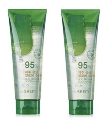 the SAEM Jeju Fressh Aloe Soothing Gel 95% Tube type 250ml x 2pcs K-Beauty