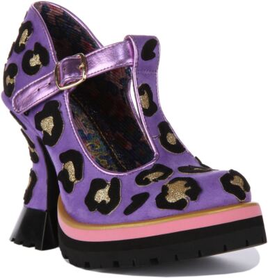 Irregular Choice Leopard Liaison Mary Jane Damen-Absätze Lavendel UK 3 - 8