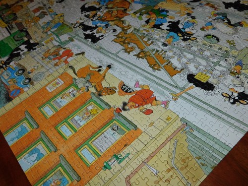 98x68cm COMIC PUZZLE jan van haasteren 2000 jumbo LE MARCHE AUX BESTIAUX 19078 - Photo 4/10