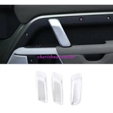 For Land Rover Defender 110 20-2024 Matte Silver Inner Door Armrest Cover Trim