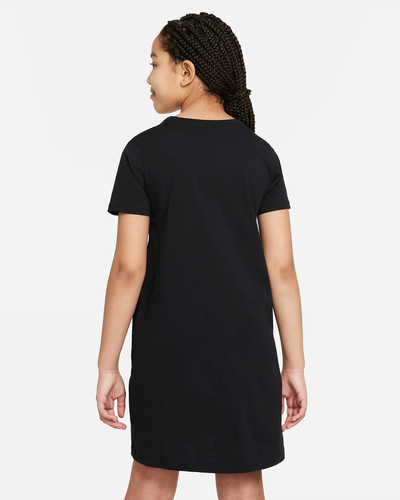 Nike Sportswear Big Kids Black T-Shirt Dress Girls Sz L Pockets Swoosh - Picture 2 of 10