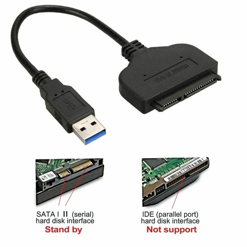 USB 3.0 to 2.5" SSD HHD SATA III Hard Drive Adapter Cable UASP Black Converter - Picture 2 of 6