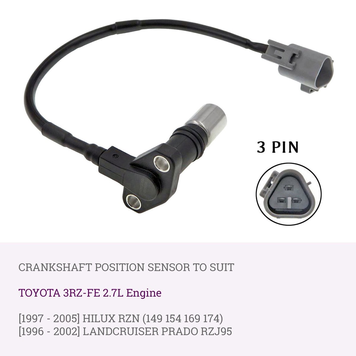 Crank Angle Sensor for Toyota Hilux RZN 1997 - 2005 2.7 Crank Sensor Crank Angle Sensor for Toyota Hilux RZN 1997 - 2005 2.7 Crank Sensor