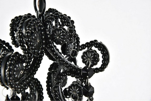 SHABBY AND CHIC BLACK CRYSTAL PENDANT CHANDELIER CEILING LIGHTING FIXTURES 16" - Picture 5 of 8