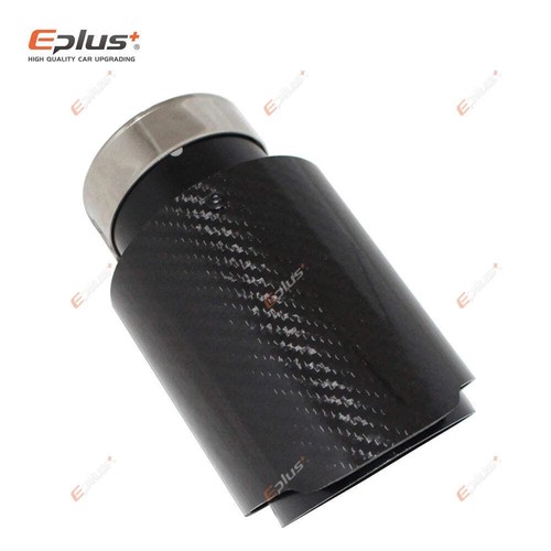 Glossy Carbon Exhaust Tip | Muffler Nozzle Stainless Straight Black Pipe - Picture 3 of 26