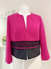 Joanna Hope Edge To Edge Jacket Size 12 Cerise & Black 3/4 Sleeve