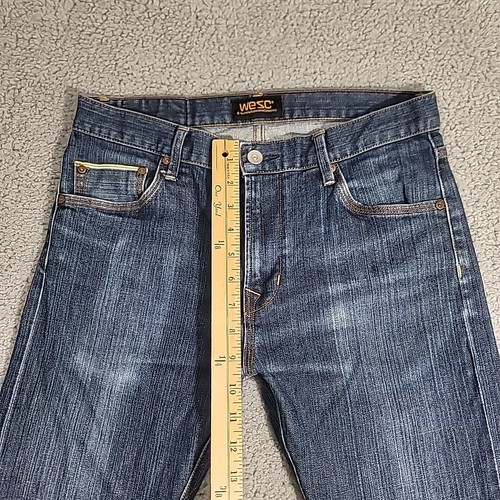 WESC Jeans Para Hombre 31x32 Azul Japonés Ribete Recto Delgado Elastizado Denim - Imagen 16 de 22