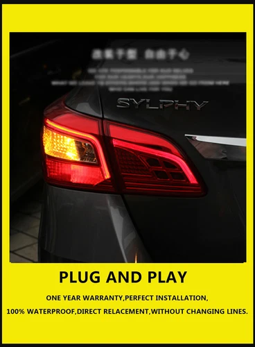 For Nissan Sentra 16-18 Dark LED Tail Lights Brake Trunk Light Sequential Signal - Picture 6 of 14