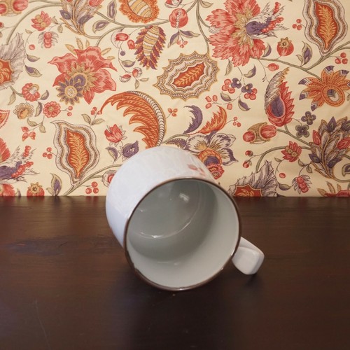 Cherry Blossom Mug Ornate Scroll Handle Grey Porcelain Painted Pink Floral Japan - Picture 8 of 10