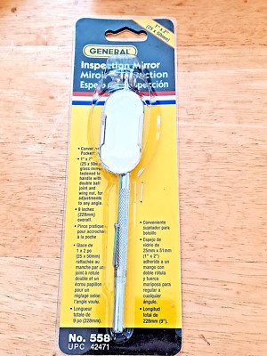 General 558 Inspection Mirror, Adjustable 1'' x 2'' With Pocket Clip