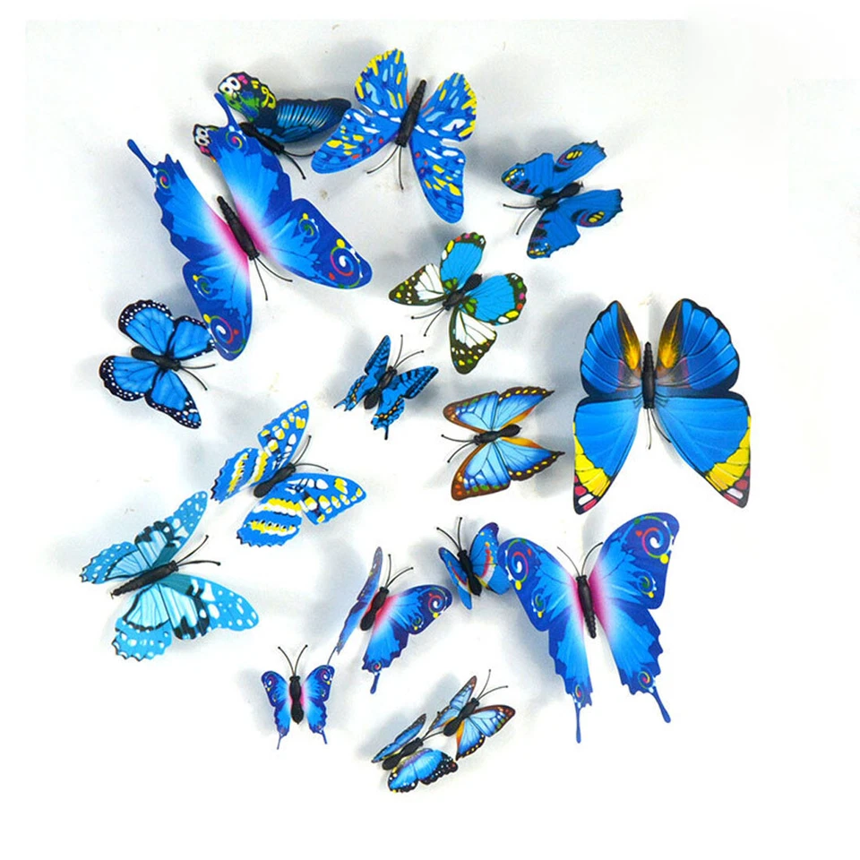 Pegatinas de pared mariposa, calcomanías artísticas metálicas 3D decoración hogar habitación decoración Ki ' Foto 4 de 4