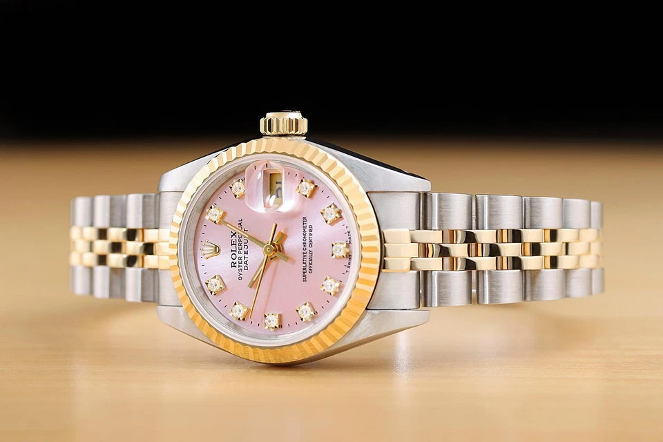 ROLEX LADIES DATEJUST 69173 PINK FACTORY DIAMOND DIAL 18K GOLD STEEL WATCH - Image 2 of 4