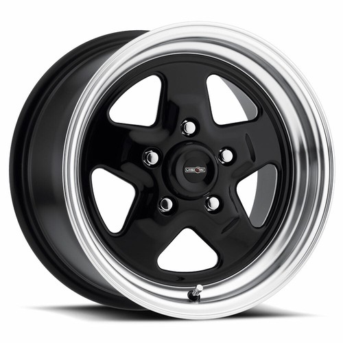 One 15x7 Vision 521H Nitro 5x120.65 +0 Gloss Black Machined Lip Wheel