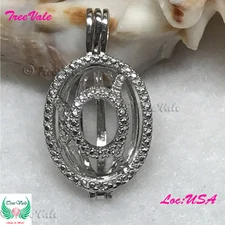 Cowboy Hat - Solid 925 Sterling Silver - Locket Pearl Cage Pendant - Hold 6-9mm