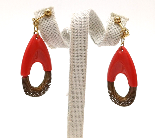 ORECCHINI VINTAGE '60/70  STILE ETNICO - SPIRALE  OTTONE - Afbeelding 1 van 5