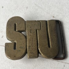 VINTAGE "STU" BARON BELT BUCKLE 1978 SOLID BRASS w15 