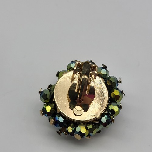 Fabulous vintage clip earrings beaded cluster AB whimsical fun Prom - Picture 5 of 6