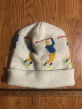 Vintage PARAMOUNT KNITWEAR Golfer Theme Logo Beanie Stocking Hat Ski Made in USA