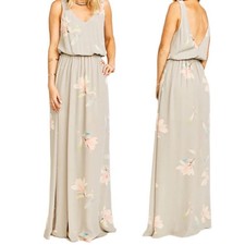 Show Me Your Mumu Kendall Floral Maxi Dress Grey Pink Blue Sleeveless Size M