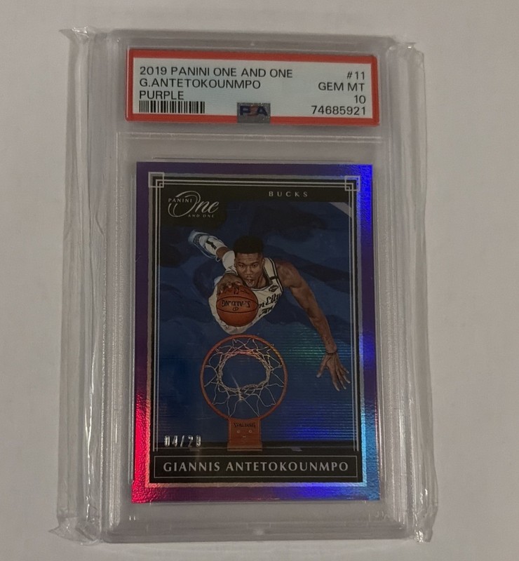 2019 Panini One And One Giannis Antetokounmpo Purple 04/20 PSA 10