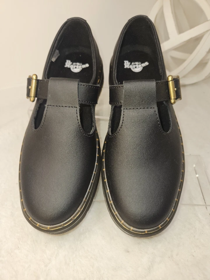 Zapatos planos de cuero Dr Martens Polly Mary Jane negros para mujer talla 6 Foto 3 de 4