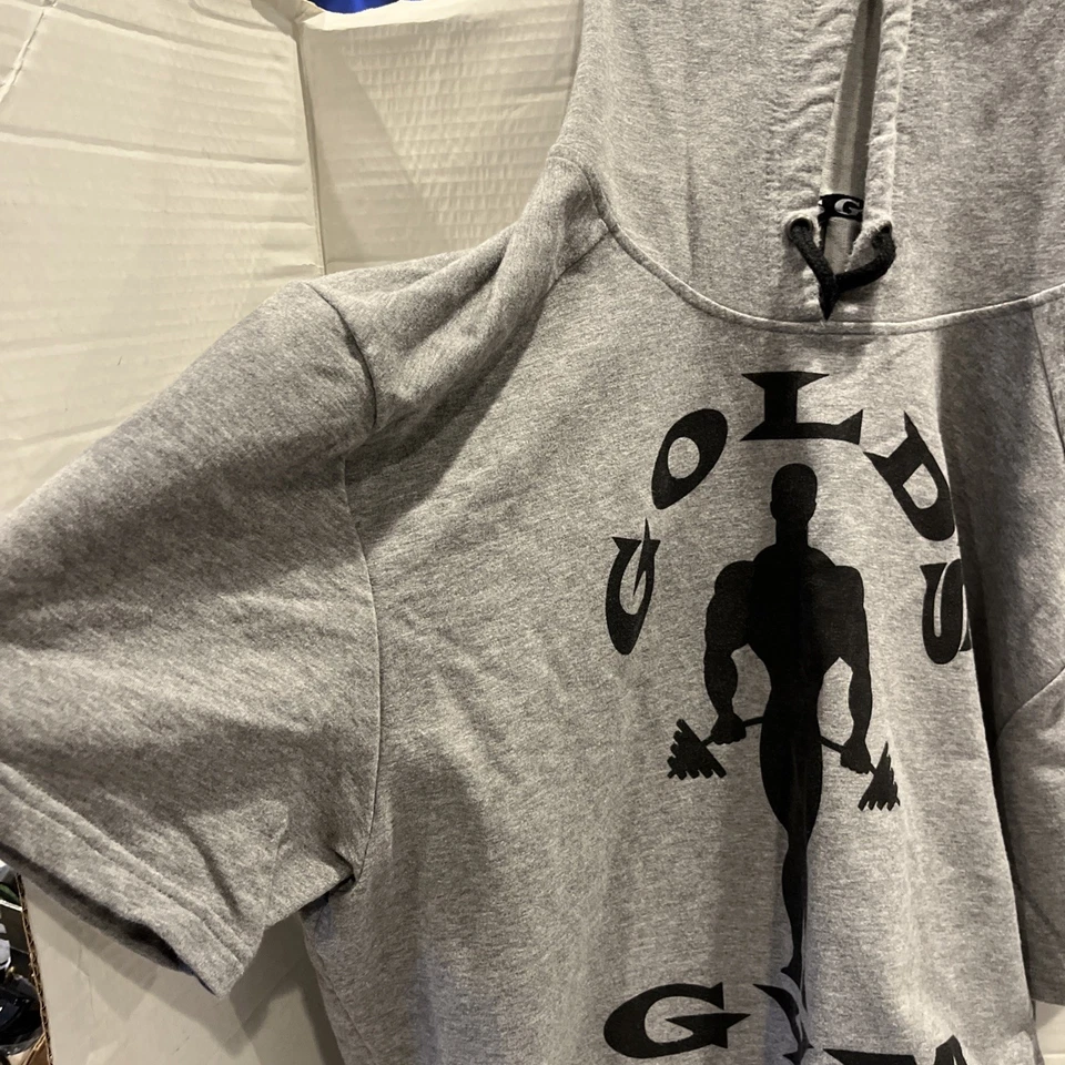 Golds Gym 男式标志训练连帽弹力短袖衬衫 - 灰色 - 大号 — 第 4/4 张图片