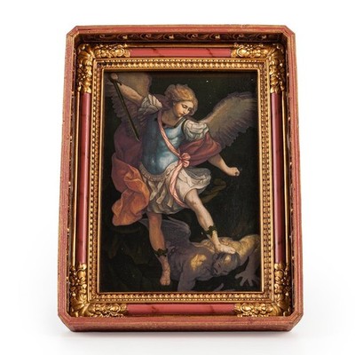 BC Catholic St. Michael Image 4x6 , Archangel Picture, with 7.6  H Vintage
