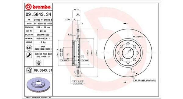 2X Bremsscheibe Magneti Marelli 360406024300 257Mm FüR Opel Corsa S07 X15 Adam-image