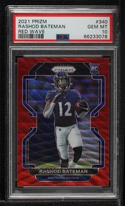 2021 Panini Prizm Red Wave /149 Rashod Bateman #340 PSA 10 GEM MT Rookie RC