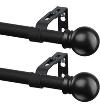 Pack of 2 Adjustable Window Curtain Rods - Sizes For all windows Ball Design