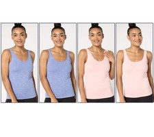 Breezies Women's Top Sz S Seamless Floral Reversible Neckline Tank Blue A648397