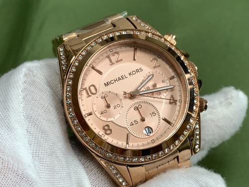 MICHAEL KORS MK5263 ROSE GOLD DIAL S/S CHRONOGRAPH DATE QUARTZ WOMEN'S WATCH - Picture 8 of 16