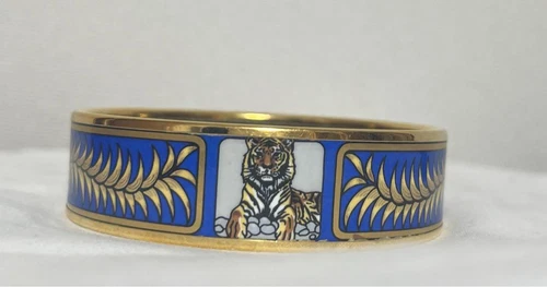 Bracciale Hermès Smalto Blu Design Tigre Unisex 22 5 cm
