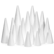18 Pack Foam Cones for Crafts, Holiday Decorations, 5 Assorted Sizes 4.3-12" 