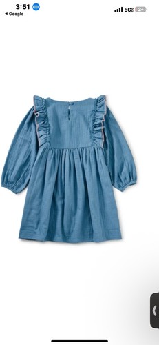 TEA COLLECTION Ruffled Embroidered Lined Dress - Aegean Blue - Girls 7 - Picture 9 of 13