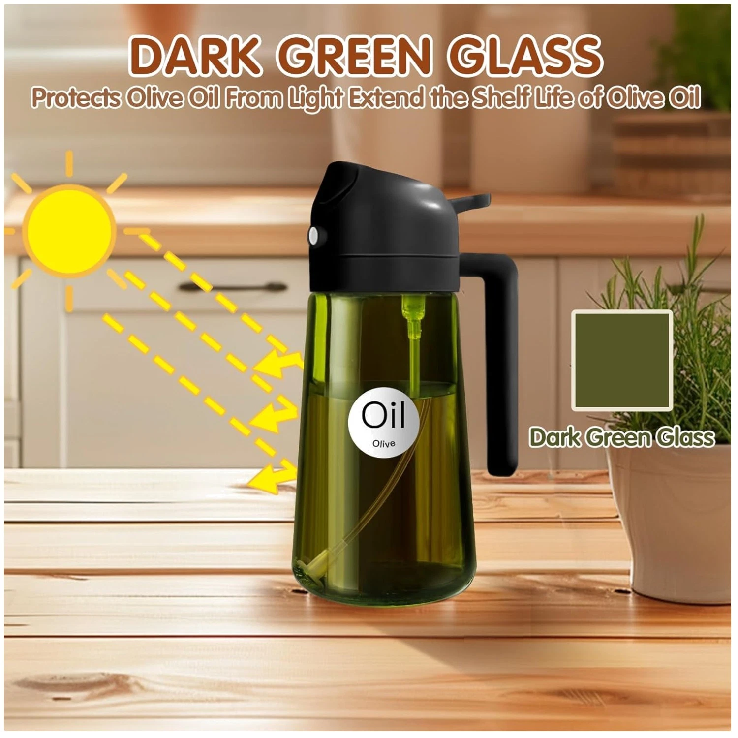 Olive Oil Dispenser Bottle - 2 in 1 Design