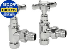 Traditional Radiator Valves Angled Heated Towel Rail Cross Head 15mm Manual Pair