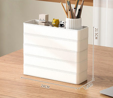 Cajón/organizador de escritorio de plástico blanco - Juego de 5 piezas - Apilable texturizado
