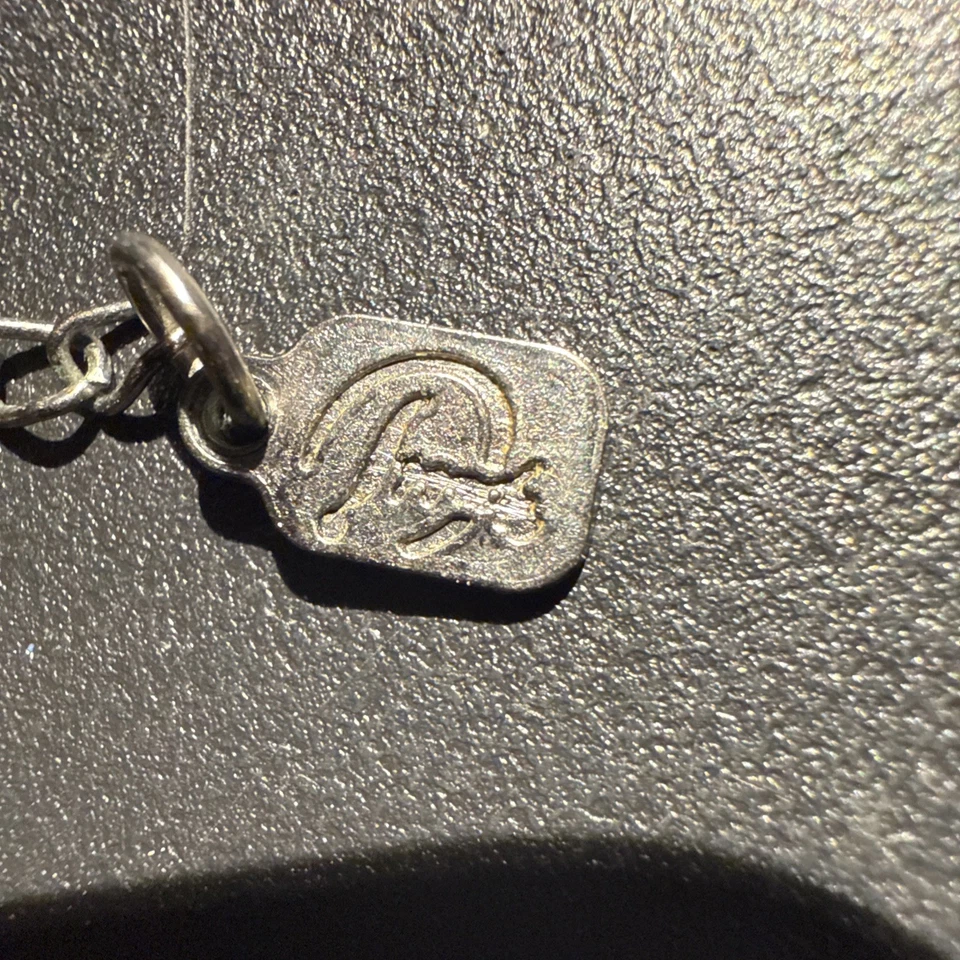 Винтажный черный обсидиан бирюза серебро тонированный подвеска ожерелье с подписью Yousi - Изображение 2 из 4