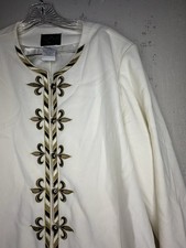 Bob Mackie Wearable Art Embroidered Black Gold Design Ivory Jacket Coat Sz: XL