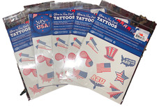4th Of July Patriotic Glow in the Dark Temporary Tattoos 5Packs Flag USA Stars